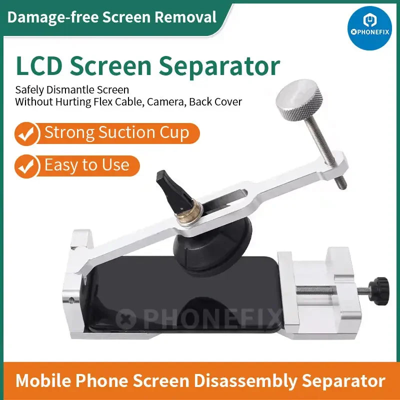 PHONEFIX non-heating LCD screen separator for phone and tablet split screen repair, featuring a screen opening fixture.