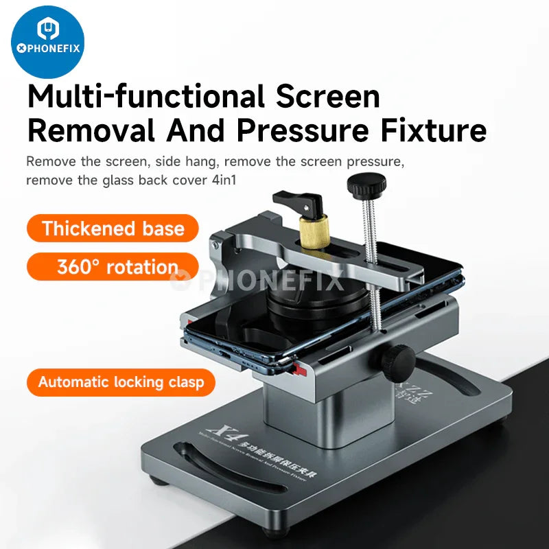XZZ X4 Universal Phone Screen Removal Fixture Pressure Clamp Holder by PHONEFIX, used for securing phone screens during repair.