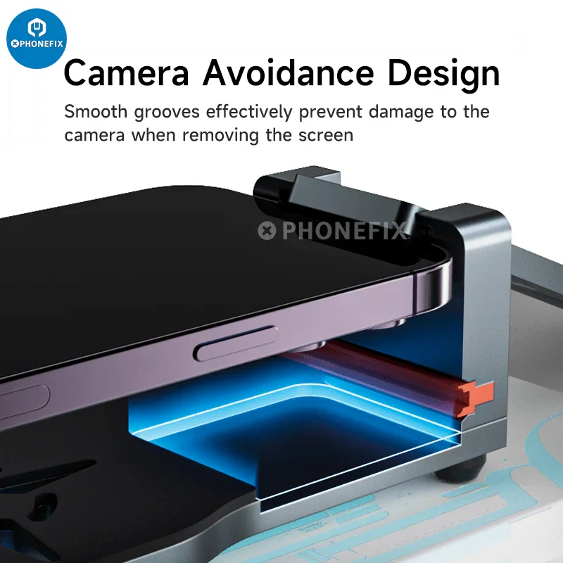 Dispositivo universal para desmontar pantallas de teléfono XZZ X4 de PHONEFIX, soporte de presión para desmontar la pantalla del teléfono de forma segura.
