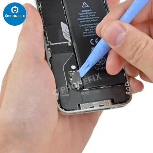 PHONEFIX 8-in-1 cell phone repair kit with pry tools, spudger, and screwdrivers for screen opening and device repair.