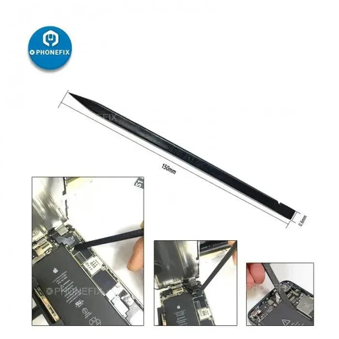 Set of anti-static nylon spudger pry bars and phone opening tools by PHONEFIX for screen disassembly and repair of phones, tablets, and PCs.