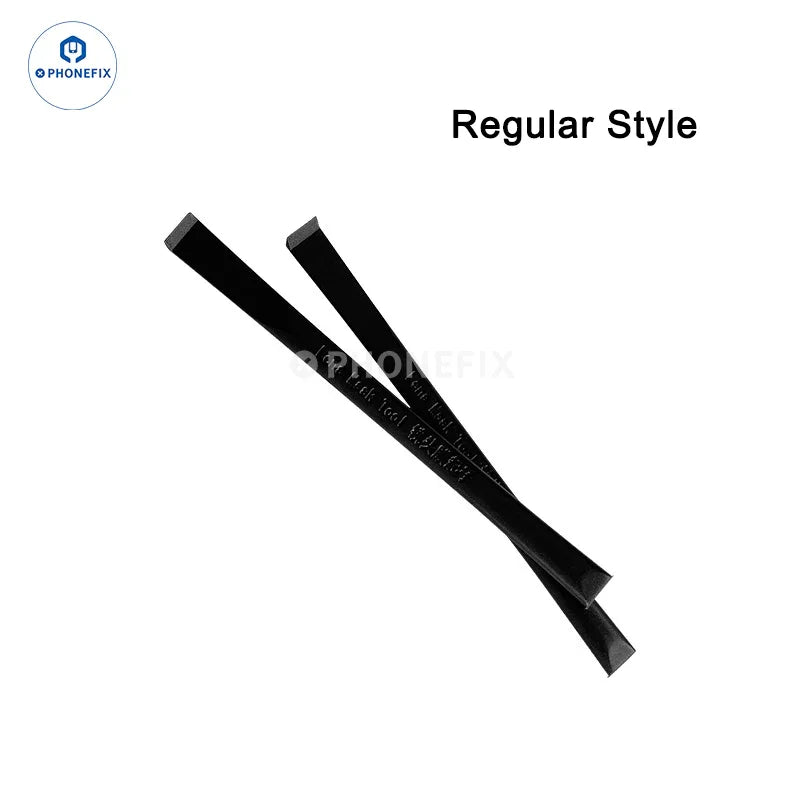 Black PHONEFIX screen opening tools set with 5 crowbar pry openers for iPhone camera lens and film removal.