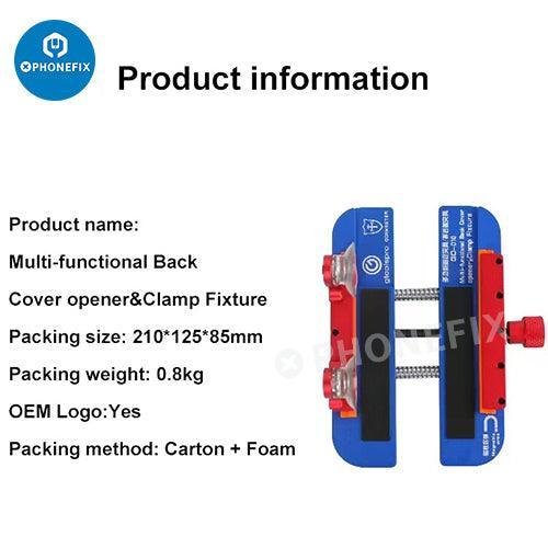 PHONEFIX GO-010 3-in-1 motherboard fixture and phone back cover clamp opener, screen opening tool for device repair.