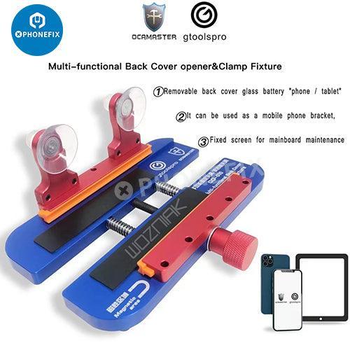 PHONEFIX GO-010 3-in-1 motherboard fixture and phone back cover clamp opener for screen opening and repair tasks.