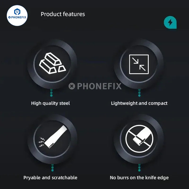 PHONEFIX universal screen opener tool with ultra-thin disassembly blade for easy smartphone screen removal and repair.