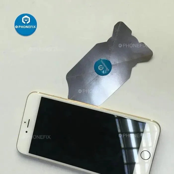 Two ultra-thin, flexible pry spudger tools from PHONEFIX for phone disassembly and screen opening, 0.1mm thickness.