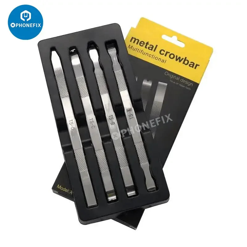 4-in-1 metal crowbar pry tool set for screen opening, by PHONEFIX, designed for universal device and phone screen repairs.