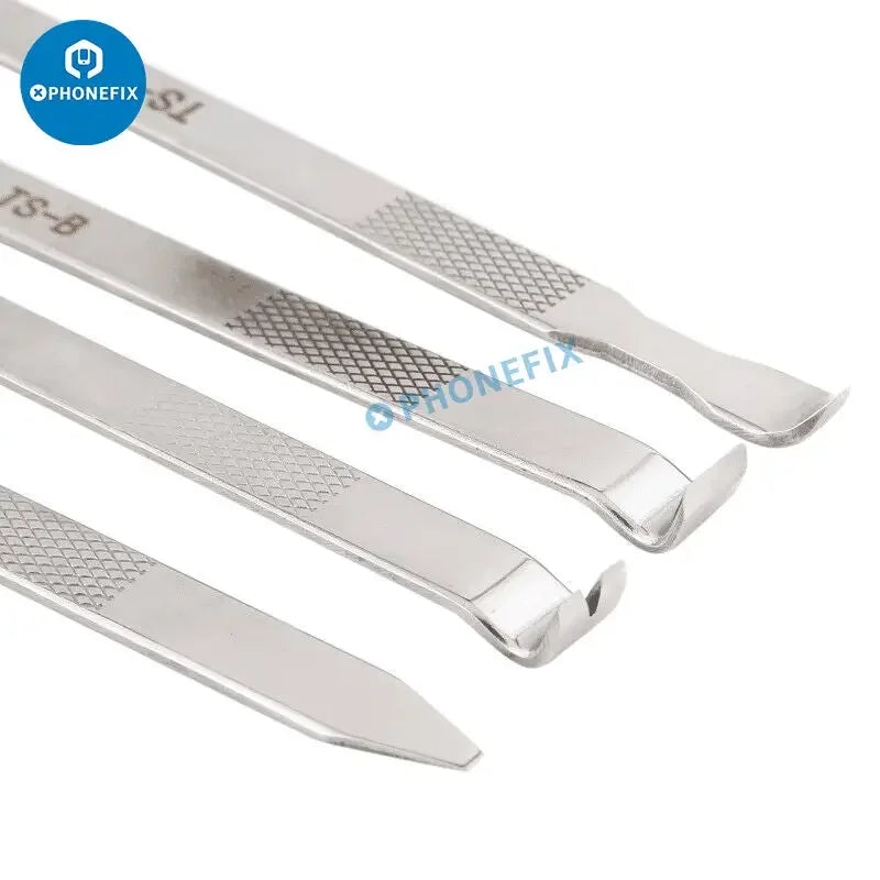 PhoneFix 4-in-1 metal crowbar set for screen opening, versatile pry tools ideal for phone and electronics repair.