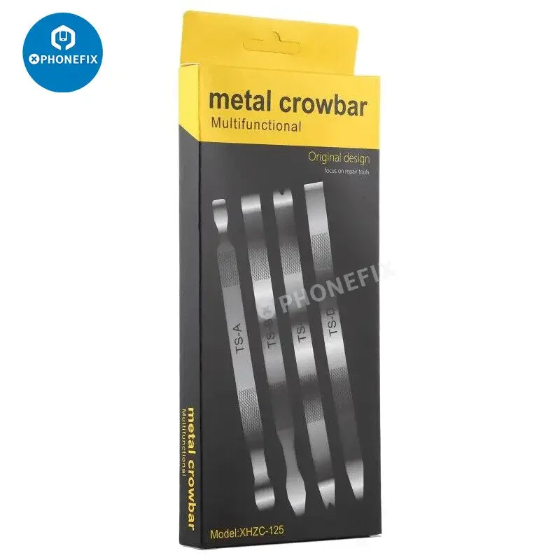 PHONEFIX 4-in-1 metal crowbar pry tool set for screen opening, versatile universal tools for phone repair and device opening.