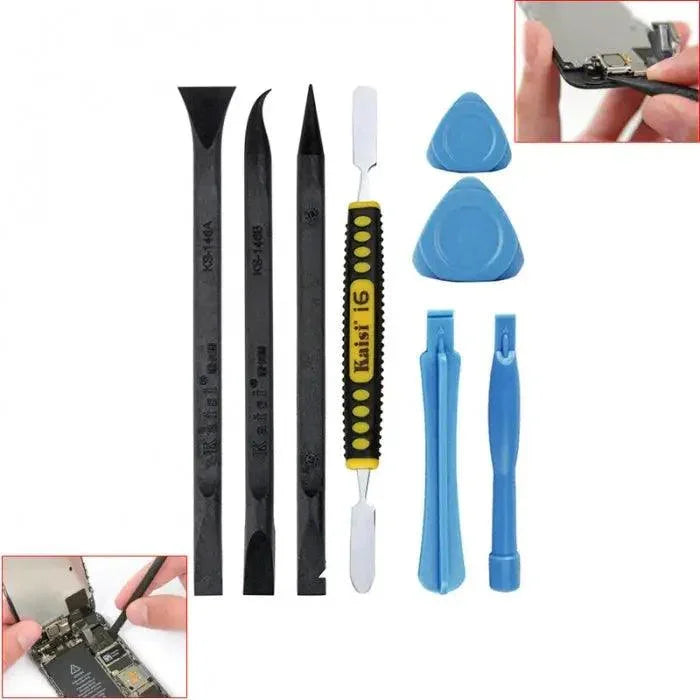 8-piece PHONEFIX screen opening tools kit for iPhone repair, includes pry tools and spudgers for phone screen replacement.