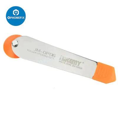 PHONEFIX JM-OP06 mobile phone disassembly roller and pry tool for screen opening, suitable for cell phones, tablets, and PC repairs.