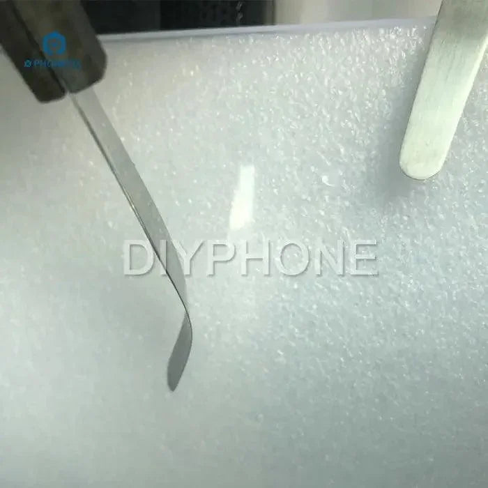 Stainless steel crowbar pry bar by PHONEFIX for iPhone screen opening and repair, used as a phone repair opening tool.