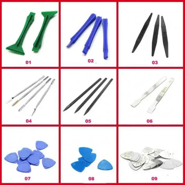 PHONEFIX plastic spudger and metal triangle pry bar for phone disassembly, screen opening tools.