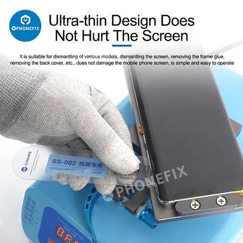 Set of 10 PHONEFIX Sunshine SS-082 plastic pry opening scrapers for phone and tablet screen repair.