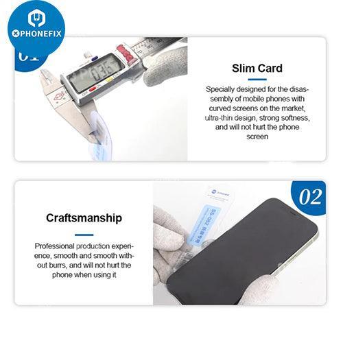 Set of 10 PhoneFix Sunshine SS-082 plastic pry opening scrapers for phone and tablet screen repairs.