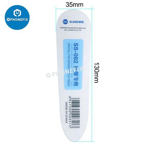 Set of 10 PHONEFIX Sunshine SS-082 plastic pry opening scrapers for phone and tablet screen repair tools.
