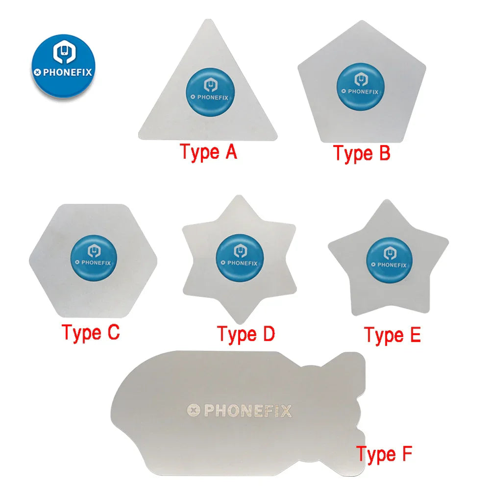 Set of 6 stainless steel phone screen opening tools by PHONEFIX, designed for LCD and smartphone LCD screen removal.