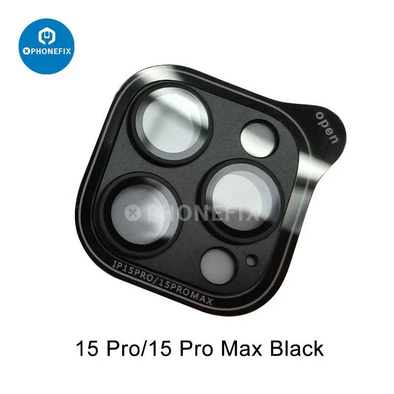 Pink shockproof metal rear camera lens protector for iPhone 15 series, designed to safeguard the camera lens.