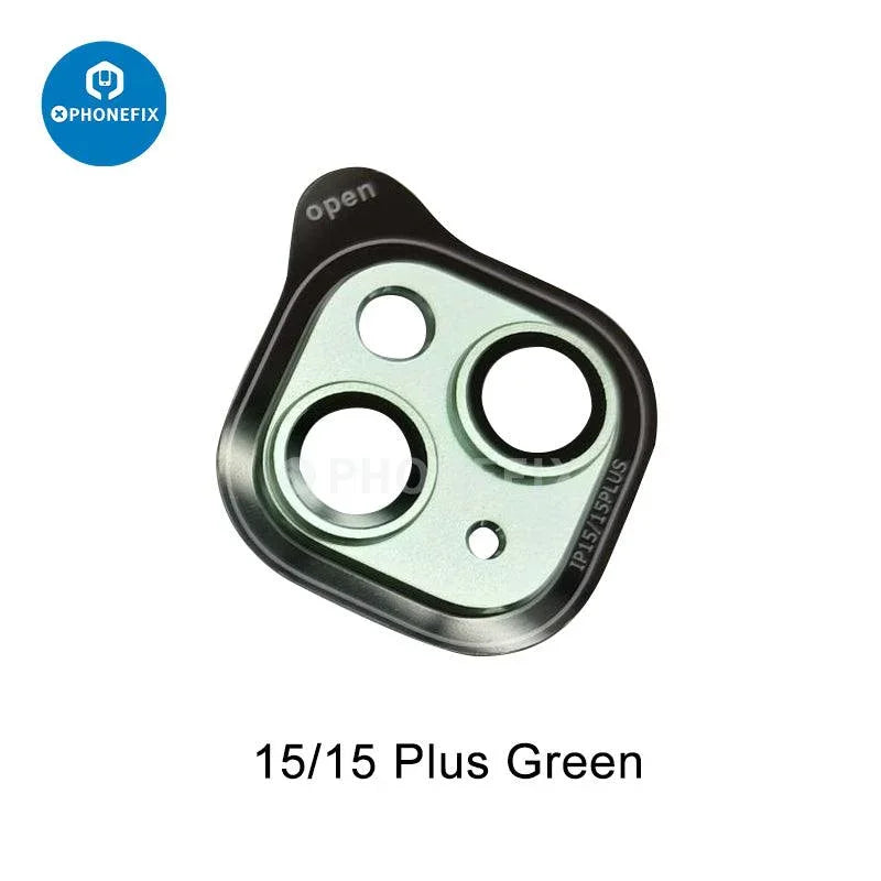 Pink shockproof metal rear camera lens protector for iPhone 15 series, designed to safeguard the camera lenses.