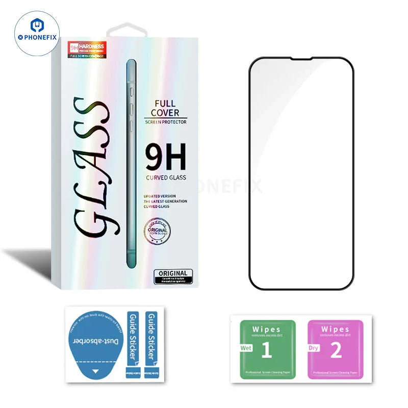 PHONEFIX HD anti-peep tempered glass screen protector for iPhone 16 Pro Max, showing clear coverage and privacy features.