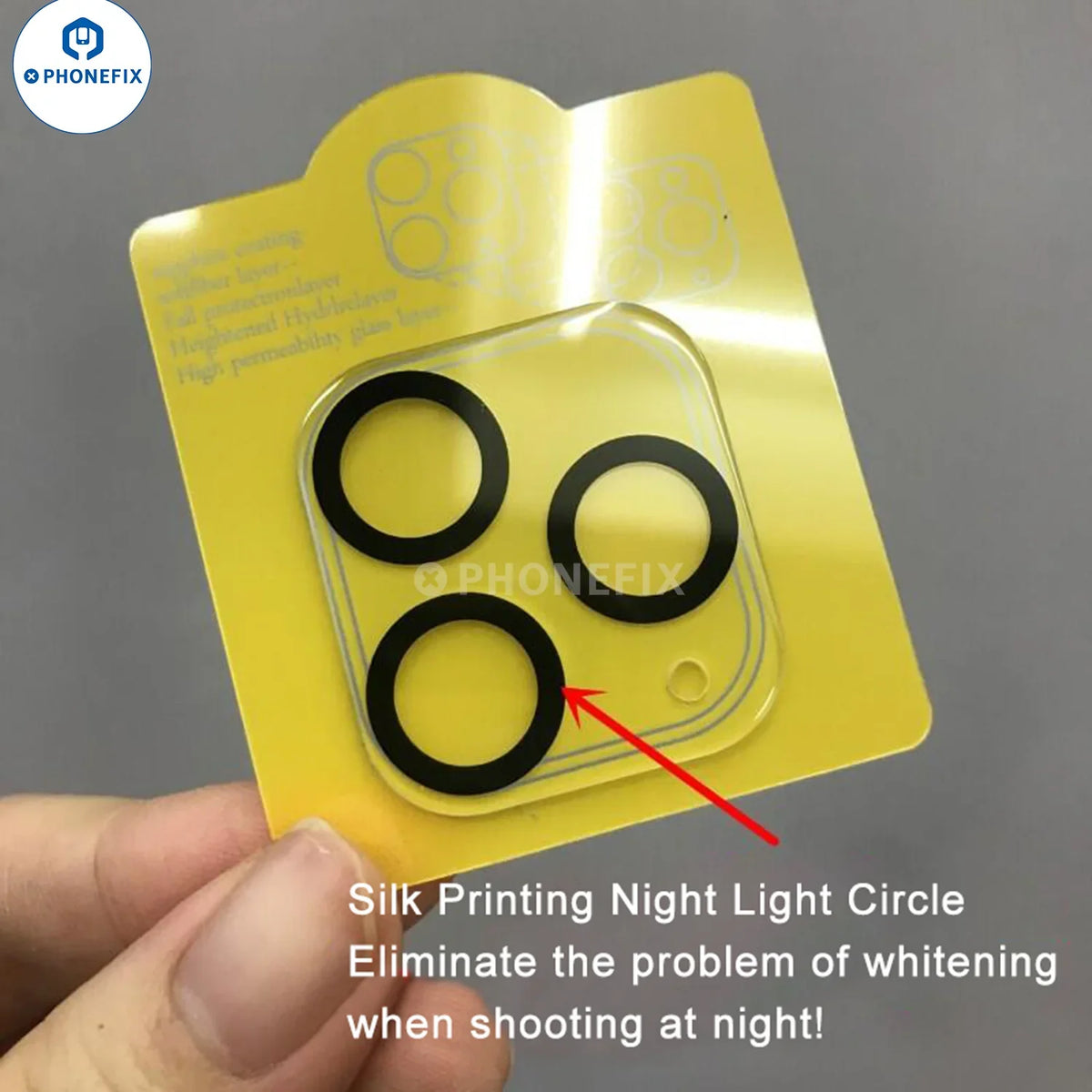 PHONEFIX 3D HD tempered glass camera lens film for iPhone 11-15 Pro Max, transparent screen protector for camera lenses.