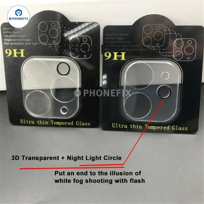 PHONEFIX 3D HD tempered glass camera lens film and screen protector for iPhone 11-15 Pro Max, transparent and durable.