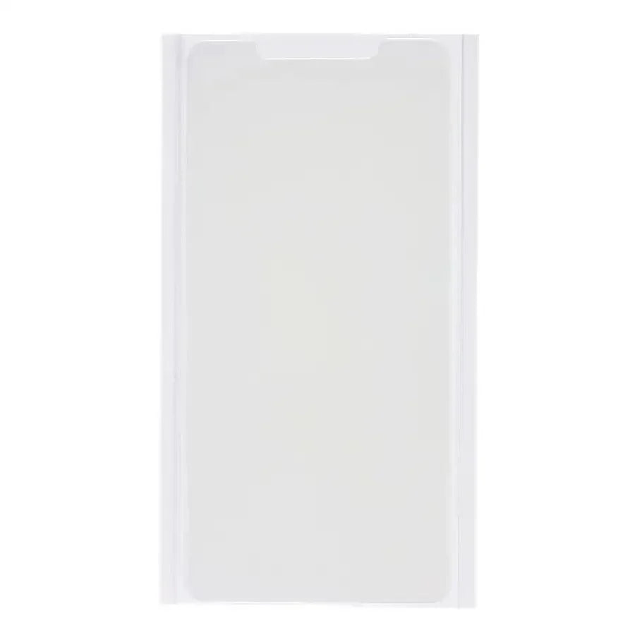Clear OCA film optical adhesive for iPhone screen protector, showing the transparent adhesive sheet by PHONEFIX.