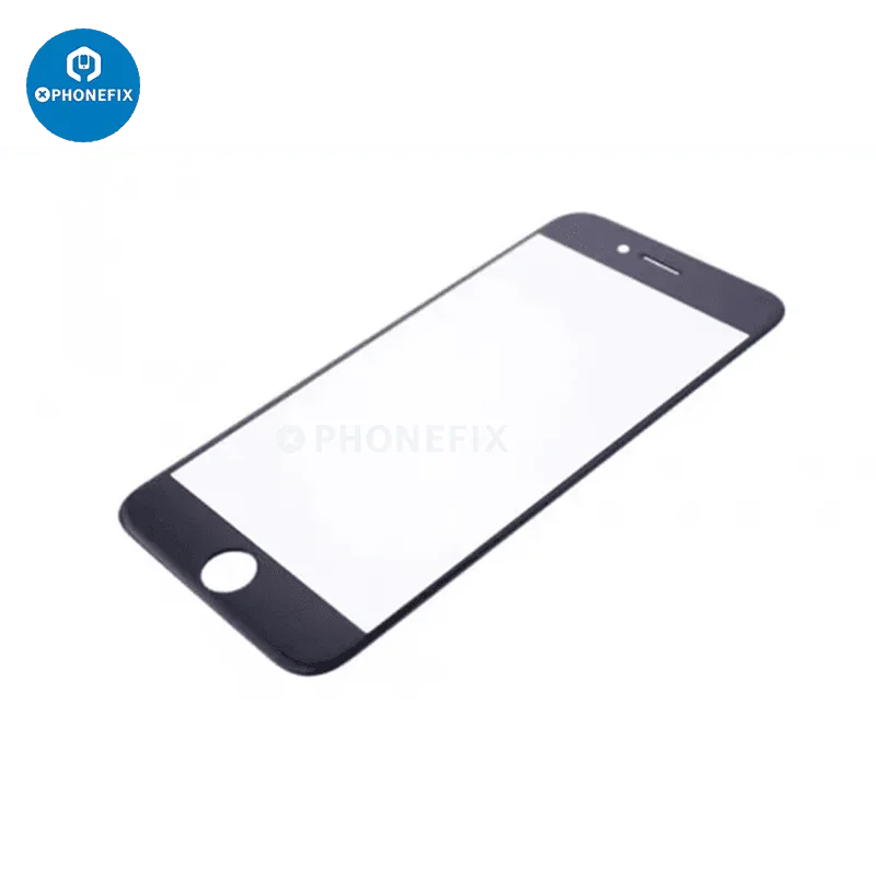 Black front outer glass lens touch cover replacement for iPhone 15 Pro Max, part of PHONEFIX screen protector film.