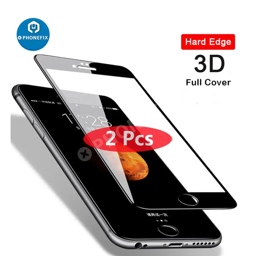 PHONEFIX 3D full cover tempered glass screen protector for iPhone 14 Pro and 15 Pro Max, providing full edge-to-edge protection.