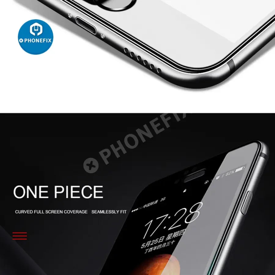 PhoneFIX 3D full cover tempered glass screen protector for iPhone 14 Pro and 15 Pro Max, black, providing full screen protection.