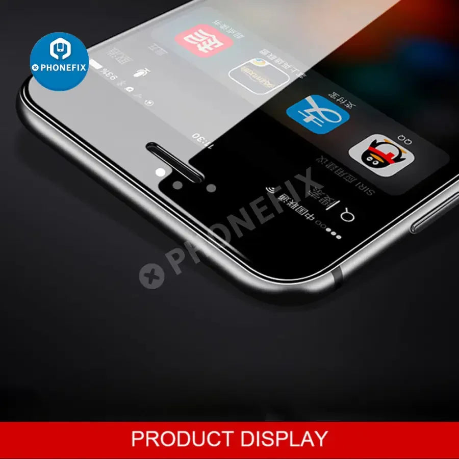 PHONEFIX 3D full cover tempered glass screen protector for iPhone 14 Pro and 15 Pro Max, black, provides full-screen protection.