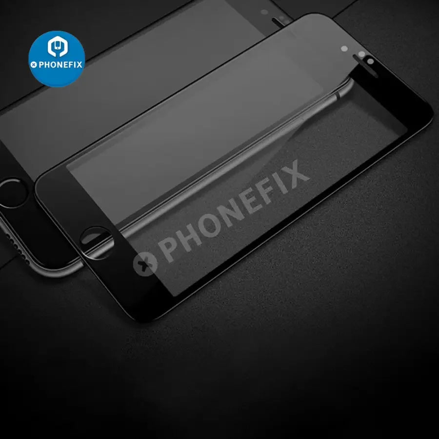 PhoneFIX black 3D full cover tempered glass screen protector film for iPhone 14 Pro and 15 Pro Max, provides edge-to-edge protection.