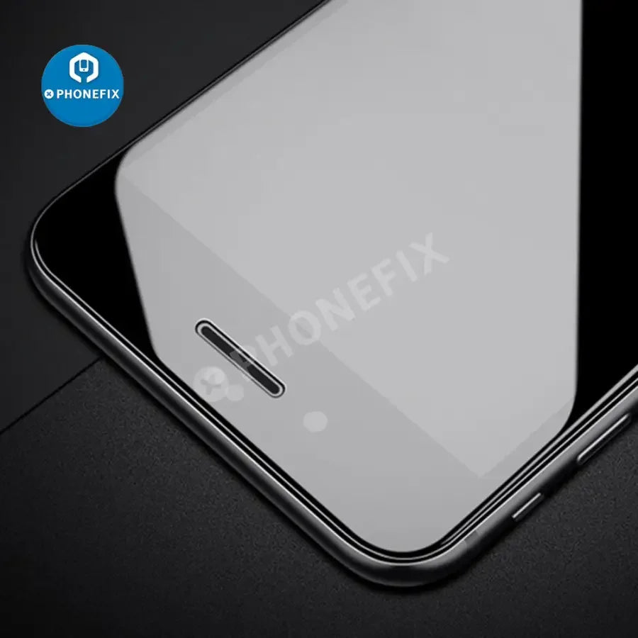 PHONEFIX 3D full cover tempered glass screen protector for iPhone 14 Pro and 15 Pro Max, black, offers edge-to-edge protection.