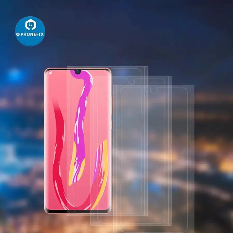 Set of 50 clear adhesive OCA glass film screen protectors for OPPO A9, A11X, and Reno4 smartphones by PHONEFIX.