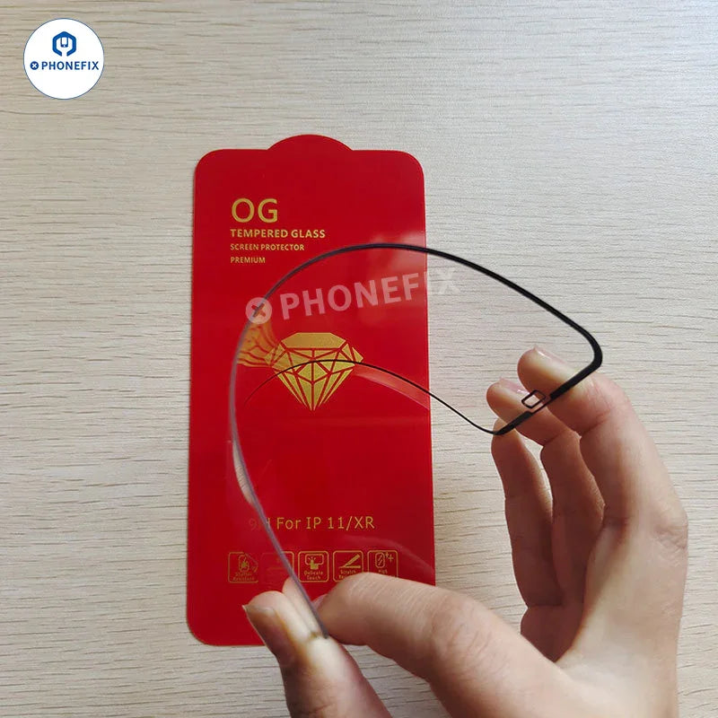 Gold diamond full cover screen protector film for iPhone X to 17 Pro Max by PHONEFIX, featuring a sleek protective design.