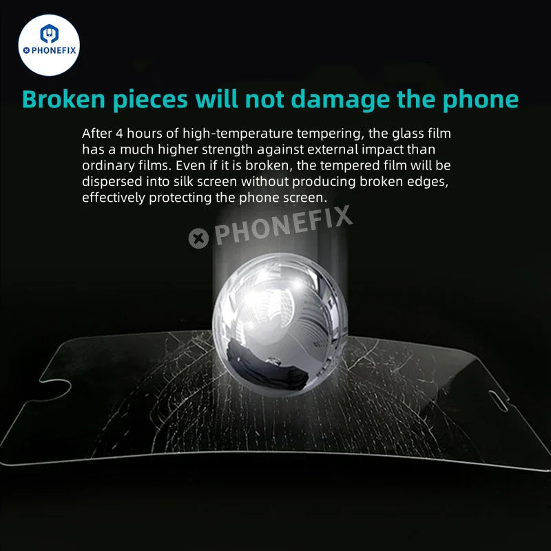 PHONEFIX tempered glass screen protector for iPhone X to Pro Max, clear protective film covering the screen with precise edges