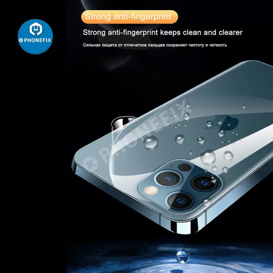 PHONEFIX full cover hydrogel film for iPhone X to 13 Pro Max screen protector and back film, offers full device protection.