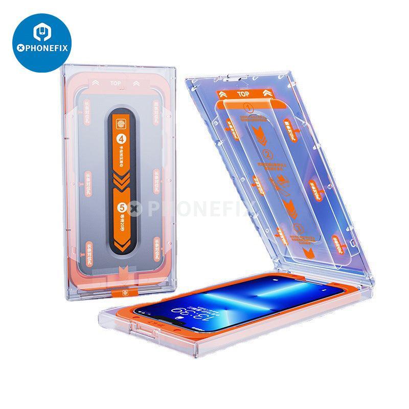 PHONEFIX iPhone Series Screen Protector Film with easy installation and dust-free box for secure, clear screen protection.