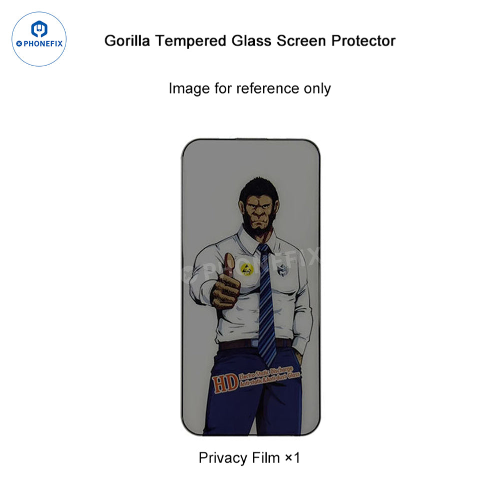 PHONEFIX iPhone 18 Pro Max screen protector film with HD privacy tempered glass, showing clear view and protective edges.
