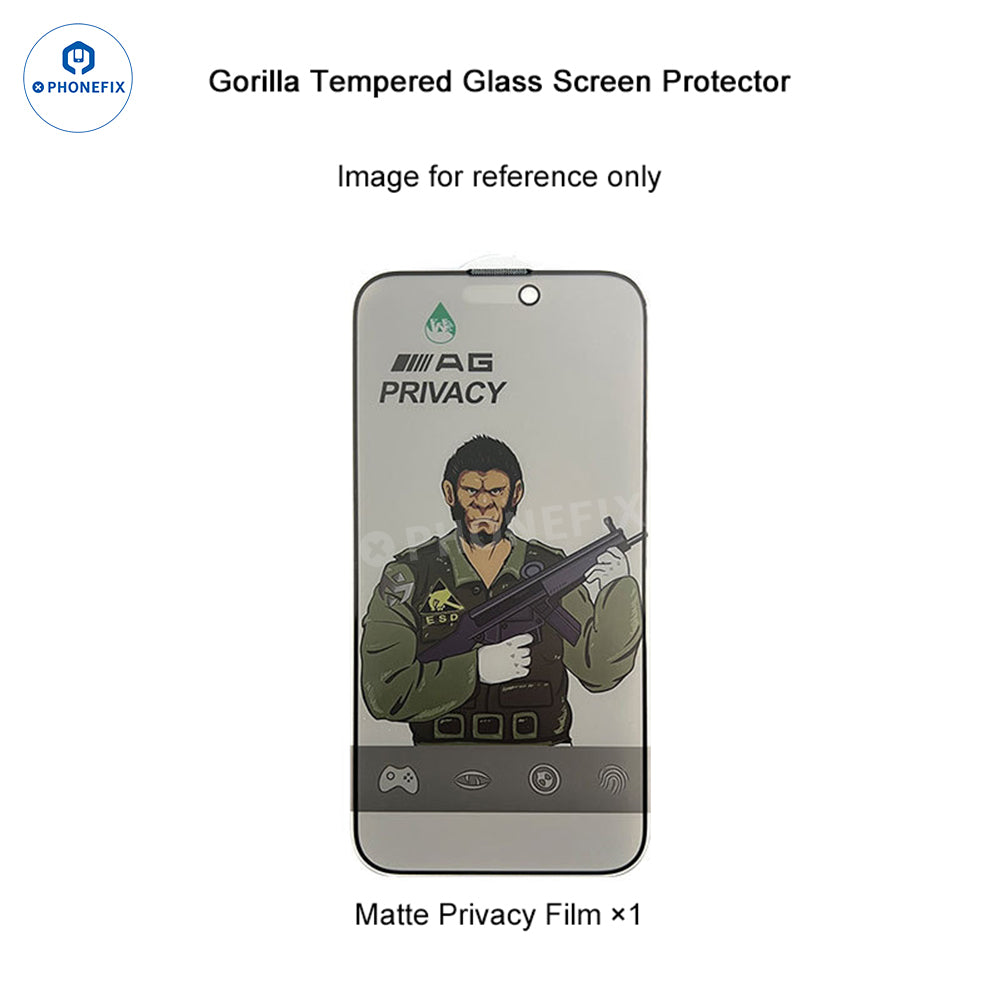 HD privacy tempered glass screen protector for iPhone 18 Pro Max by PHONEFIX, matte finish, offers screen privacy and protection.