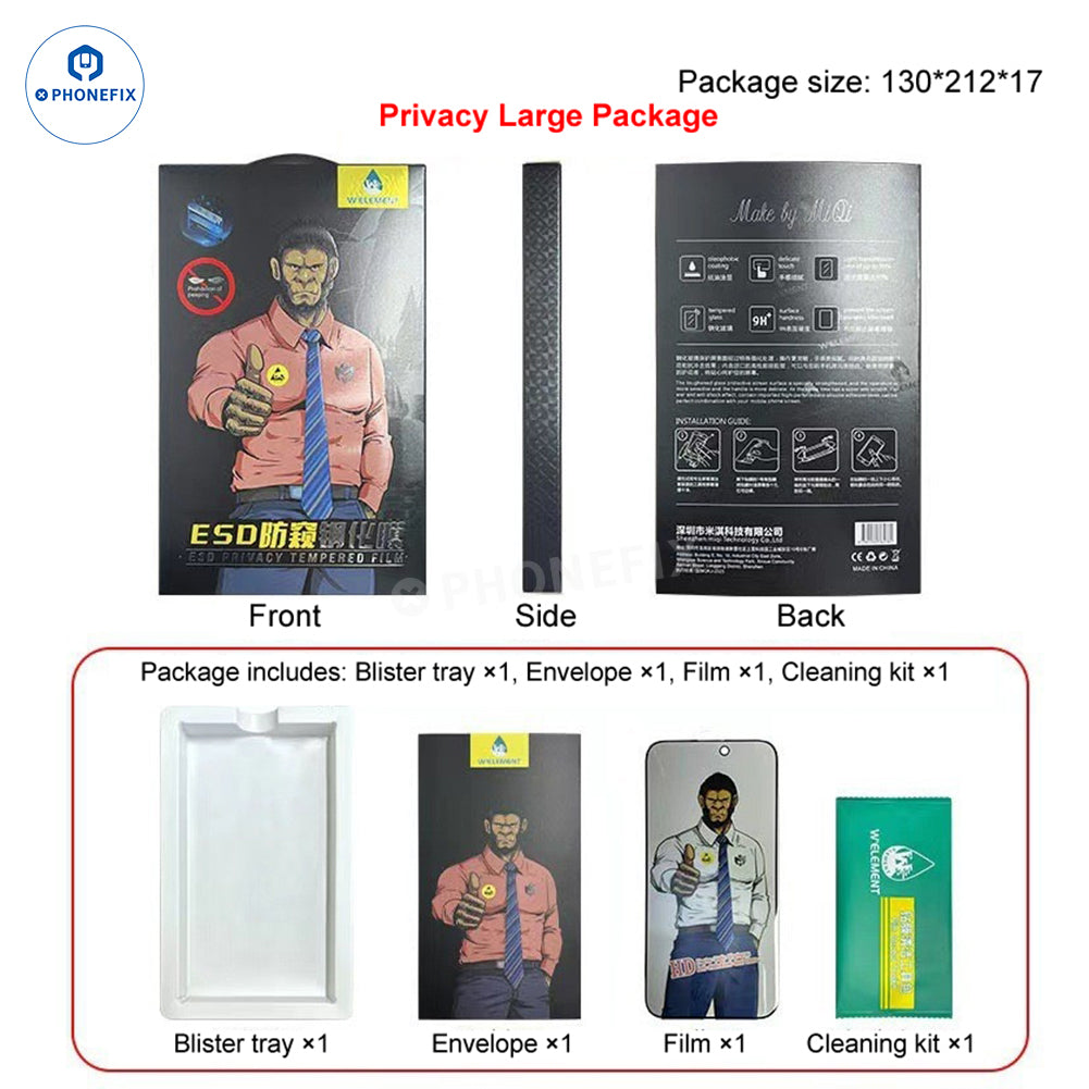 PHONEFIX iPhone 18 Pro Max privacy tempered glass screen protector, HD privacy film with durable tempered glass.