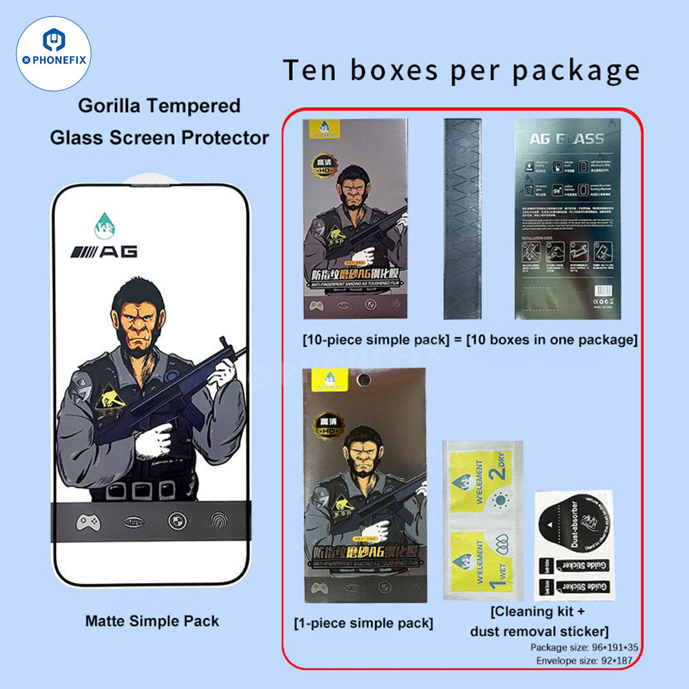 PHONEFIX iPhone 18 Pro Max screen protector film with HD privacy tempered glass in matte finish, shown in simple packaging.