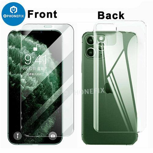 PHONEFIX tempered glass screen protector for iPhone X-15, front and back protection film, durable and scratch-resistant.