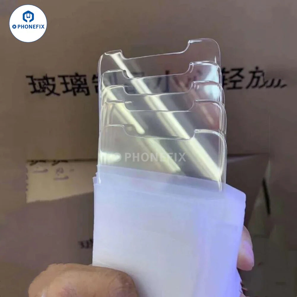 PHONEFIX high aluminum large arc tempered glass screen protector for iPhone with 3D full-screen coverage, clear and durable.