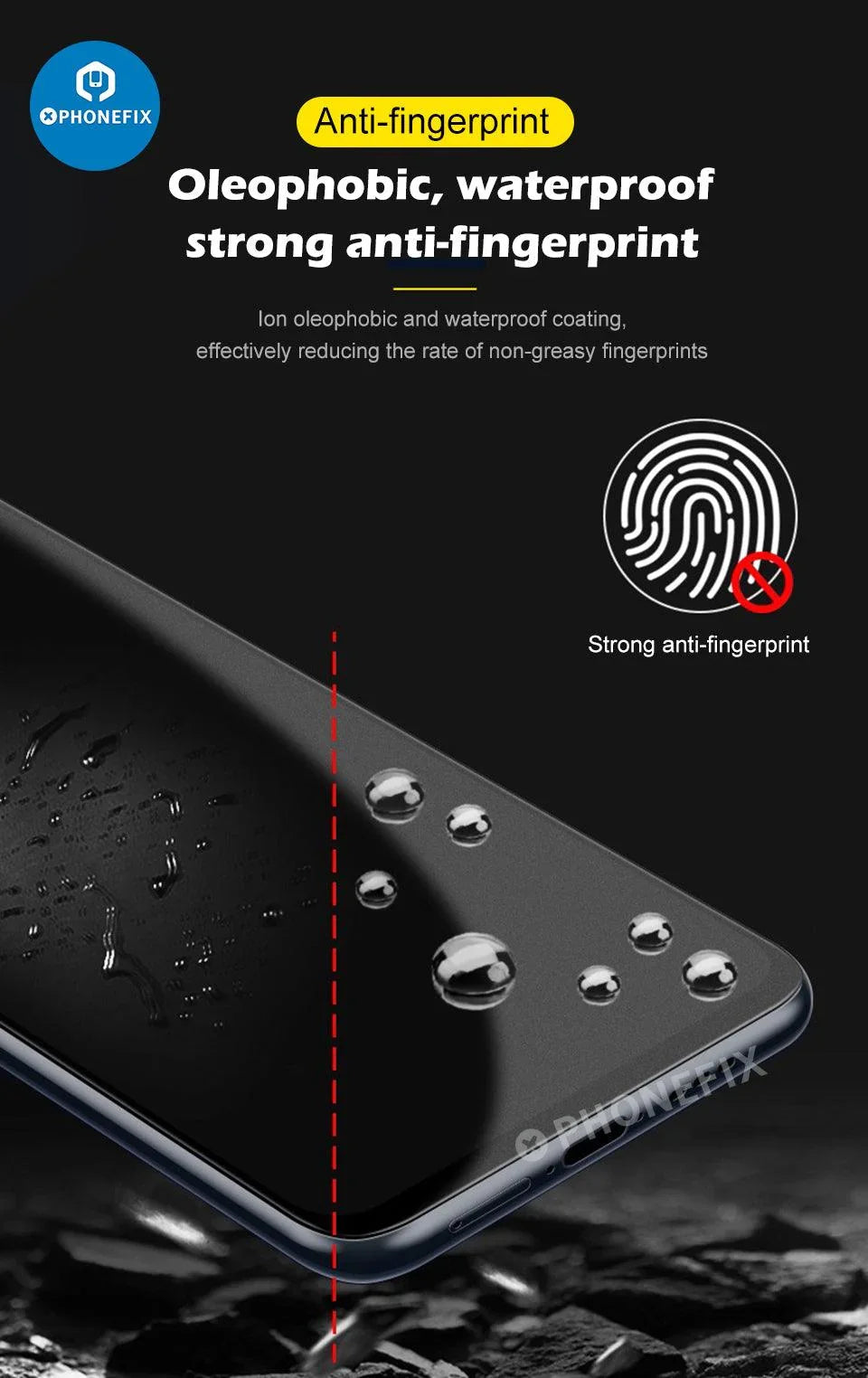 Matte privacy screen protector for iPhone X-17 series, anti-spy film by PHONEFIX, showing matte finish and protective film on phone screen