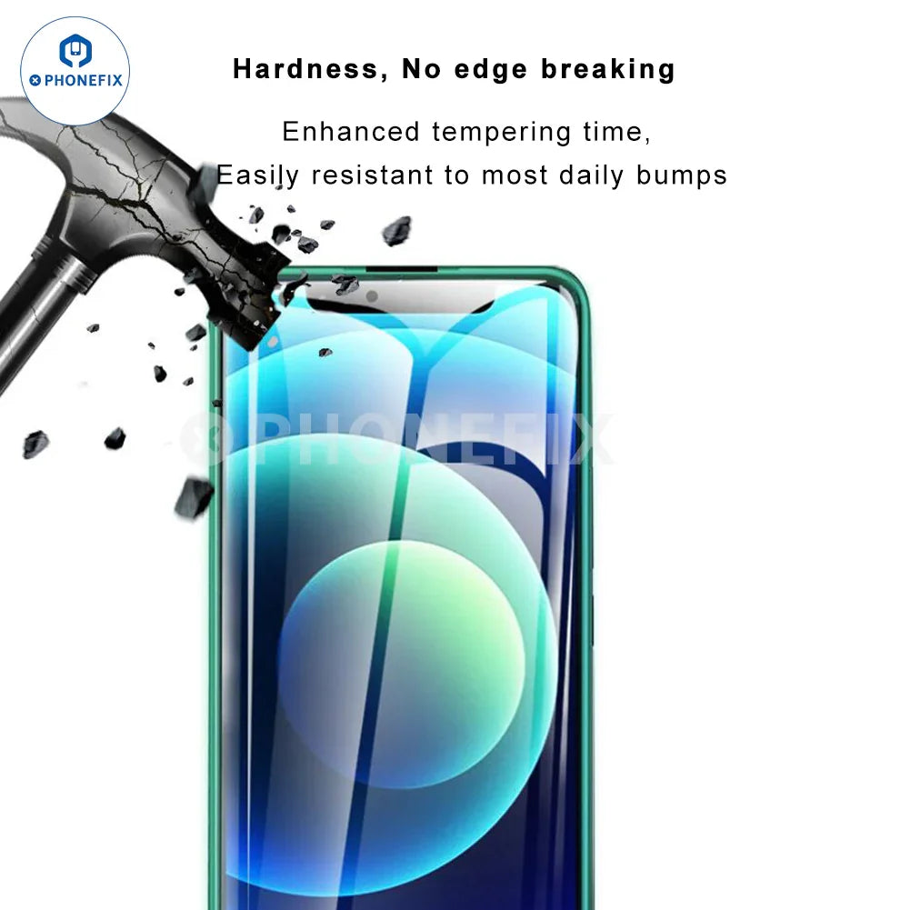 PHONEFIX full screen fluorescent luminous film for iPhone X-15 Pro Max, transparent screen protector with luminous glow.