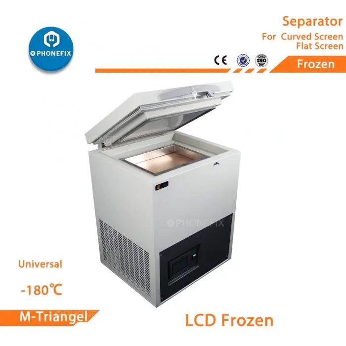 Machine de séparation par congélation PHONEFIX pour le démontage et la réparation d'écrans incurvés à -180°C, utilisée pour la remise à neuf d'écrans de téléphone.
