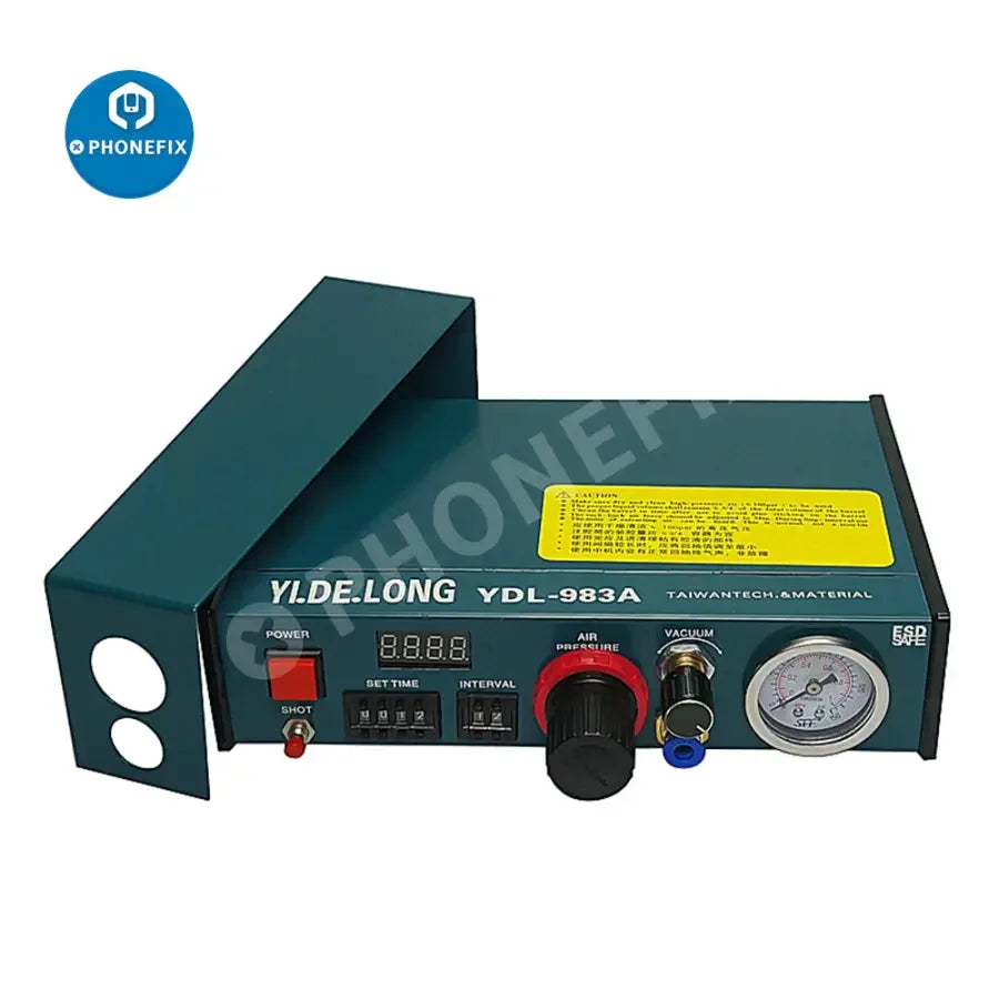 PhoneFix LY 983A glue dropper and solder paste liquid controller for screen refurbishing machines, used for precise adhesive application.