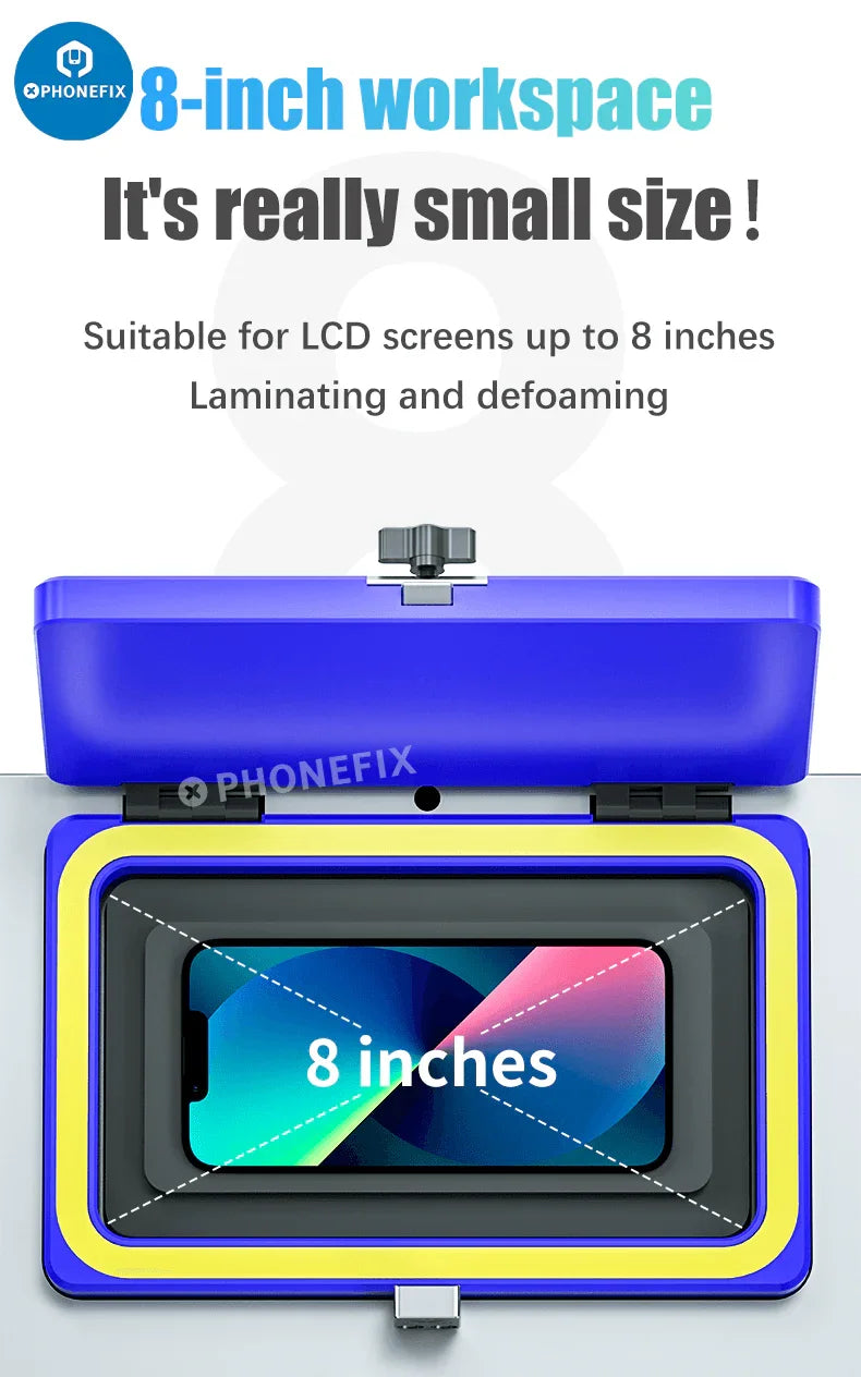 PhoneFix Mechanic GAN-01 FENIX screen refurbishing machine with lamination and defoaming features for phone screen repairs.