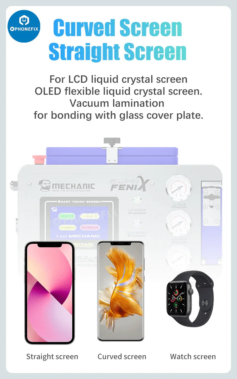 PhoneFix Mechanic GAN-01 FENIX screen refurbishing machine with lamination and defoaming for phone screen repair.